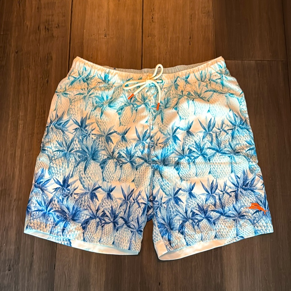 Tommy Bahama Naples "Fruit of Tulum" Bathing Swim Suit 6"  White & Blue - Medium